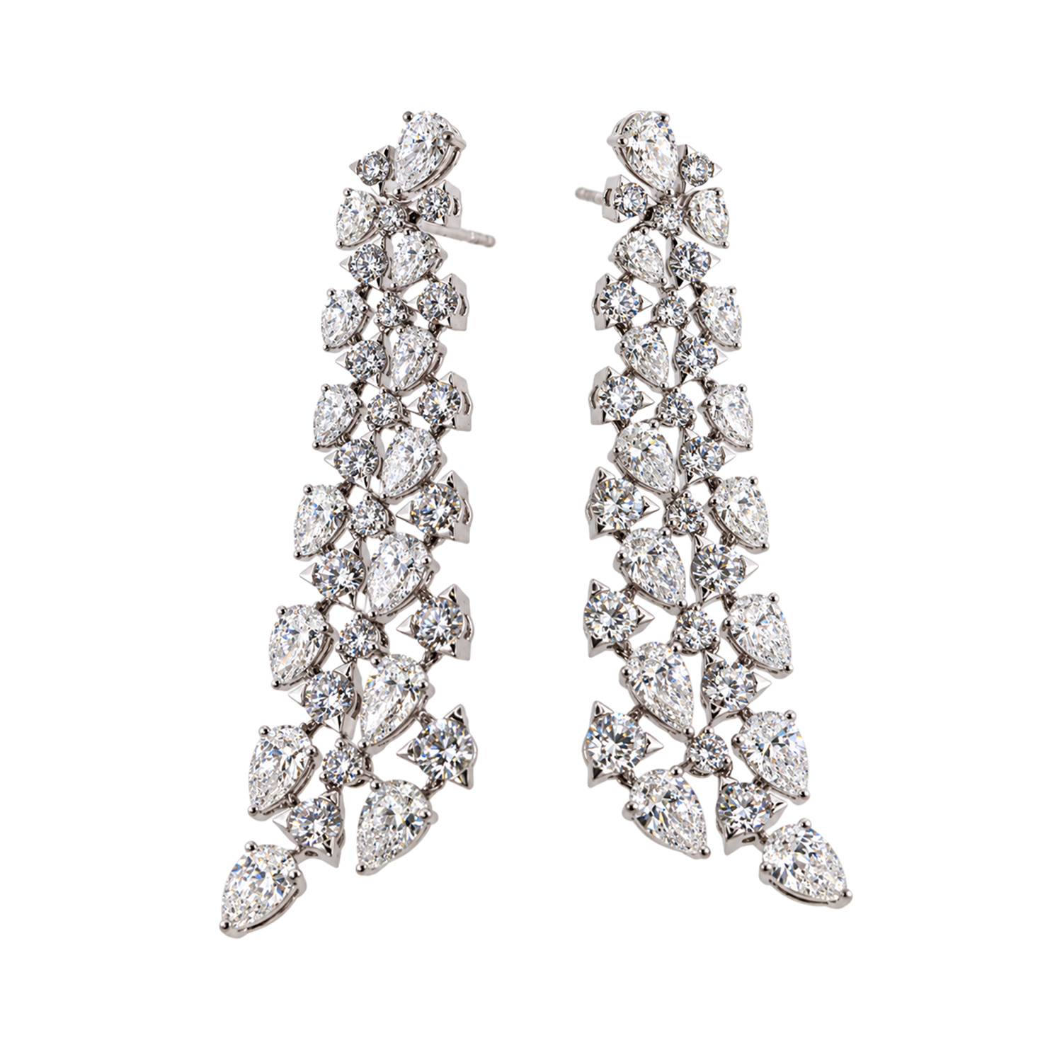 18K White Gold Diamond Drop Earrings